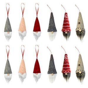 12 Pack Gnome Christmas Ornaments, Swedish Xmas Gnome Plush Doll